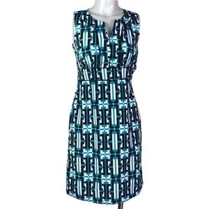 BANANA REPUBLIC BLUE WHITE & BLACK GRAPHIC DRESS